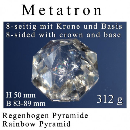 Metatron Regenbogen Pyramide 8-seitig mit Krone und Basis