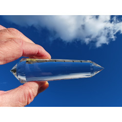 Kuthumi 33 Facet Vogel Cut Phi Crystal with blue rutile