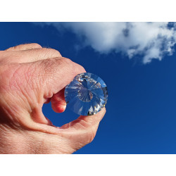 Kuthumi 33 Facetten Vogel Cut Phi-Kristall mit blauen Rutilen