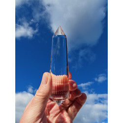 Kuthumi 33 Facet Vogel Cut Phi Crystal with blue rutile