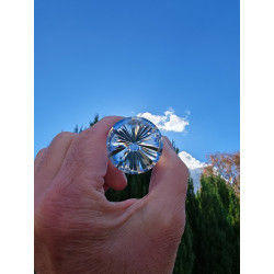 Kuthumi 33 Facet Vogel Cut Phi Crystal with blue rutile