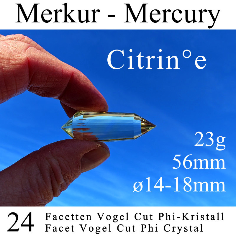 Citrine 24 Facet Vogel Cut Phi-Crystal Mercury