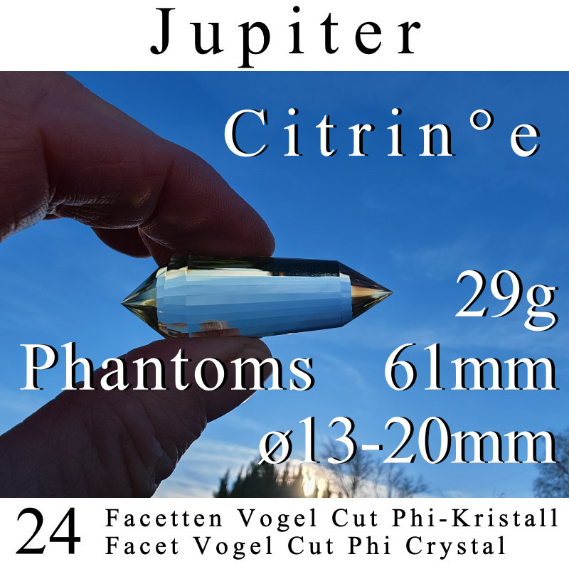 Citrin 24 Facetten Vogel Cut Phi-Kristall Jupiter