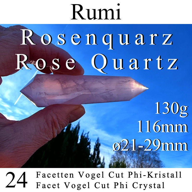 Rose Quartz 24 Facet Vogel Cut Phi Crystal Rumi