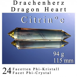 Drachenherz Citrin 24 Facetten Phi-Kristall