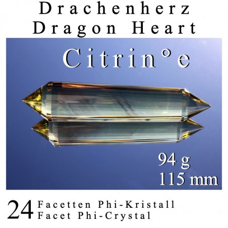 Dragon Heart Citrine 24 Facet Phi-Crystal