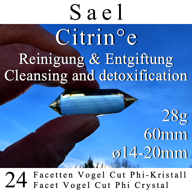 Citrine 24 Facet Vogel Cut Phi-Crystal Sael