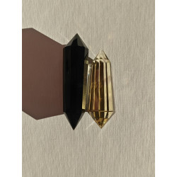 Energetisches Reiniguns-Set. Pelikan Obsidian und Citrin 12 Facetten Vogel Cut Phi-Kristalle