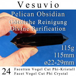 Pelikan Obsidian 24 Facetten Vogel Cut Phi-Kristall Vesuvio