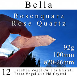 Rosenquarz 12 Facetten Vogel Cut Phi Kristall Bella