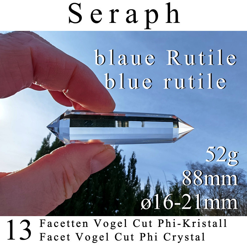 Seraph 13 Facet Vogel Cut Phi Crystal blue Rutiles