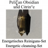 Energetisches Reiniguns-Set. Pelikan Obsidian und Citrin 12 Facetten Vogel Cut Phi-Kristalle