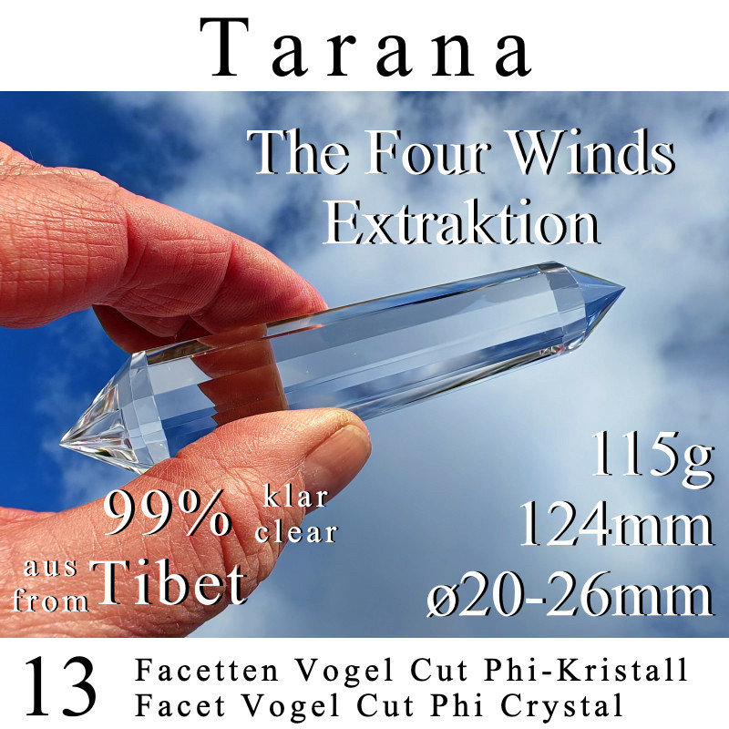 Tarana 13 Facetten Vogel Cut Phi-Kristall The Four Winds Extraktion
