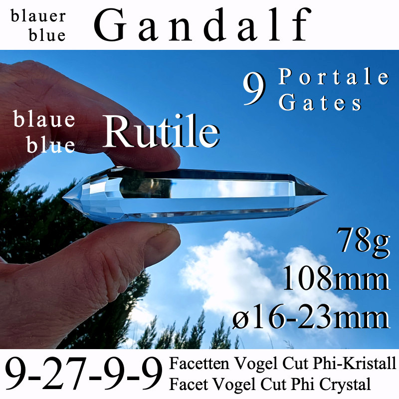 Blauer Gandalf 9 Portale 9-27-9-9 Facetten Vogel Cut Phi-Kristall