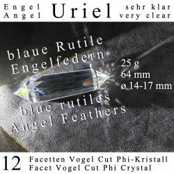 Uriel 12 Facet Vogel Cut Phi Crystal with Blue Rutiles