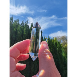 Aquarius 13 Facet Vogel Cut Phi Crystal blue Rutiles
