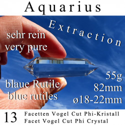 Aquarius 13 Facetten Vogel Cut Phi-Kristall blaue Rutile
