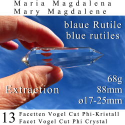 Mary Magdalene 13 Facet Vogel Cut Phi Crystal blue Rutiles