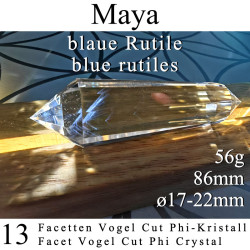 Maya 13 Facet Vogel Cut Phi Crystal blue Rutiles