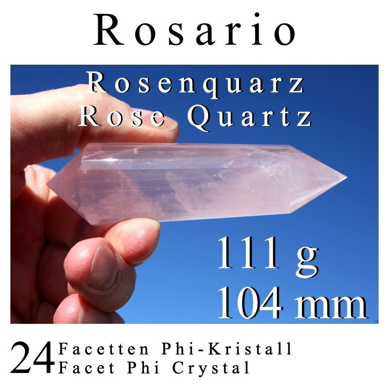 Rosenquarz 24 Facetten Phi-Kristall Rosario