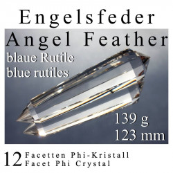 Angel Feather 12 Facet Phi Crystal with blue rutiles