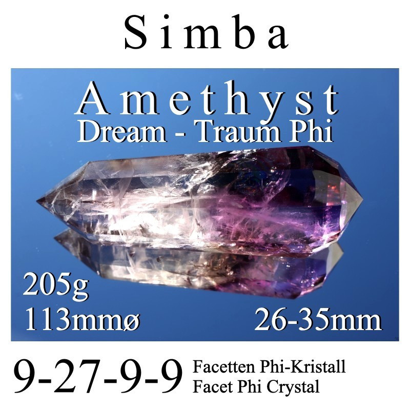 Simba Amethyst 9 Gate Dream Phi Crystal with 9-27-9-9 Facets