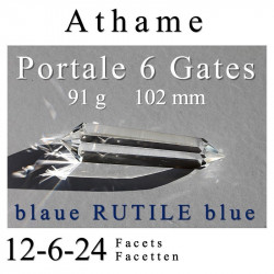 Athame 6 Gate Phi-Crystal blue rutile