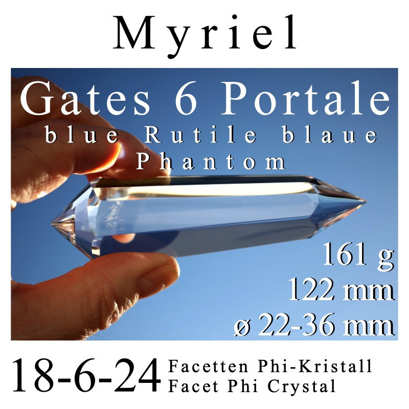 Myriel 6 Portale Phi-Kristall mit Phantomen und blauen Rutilen