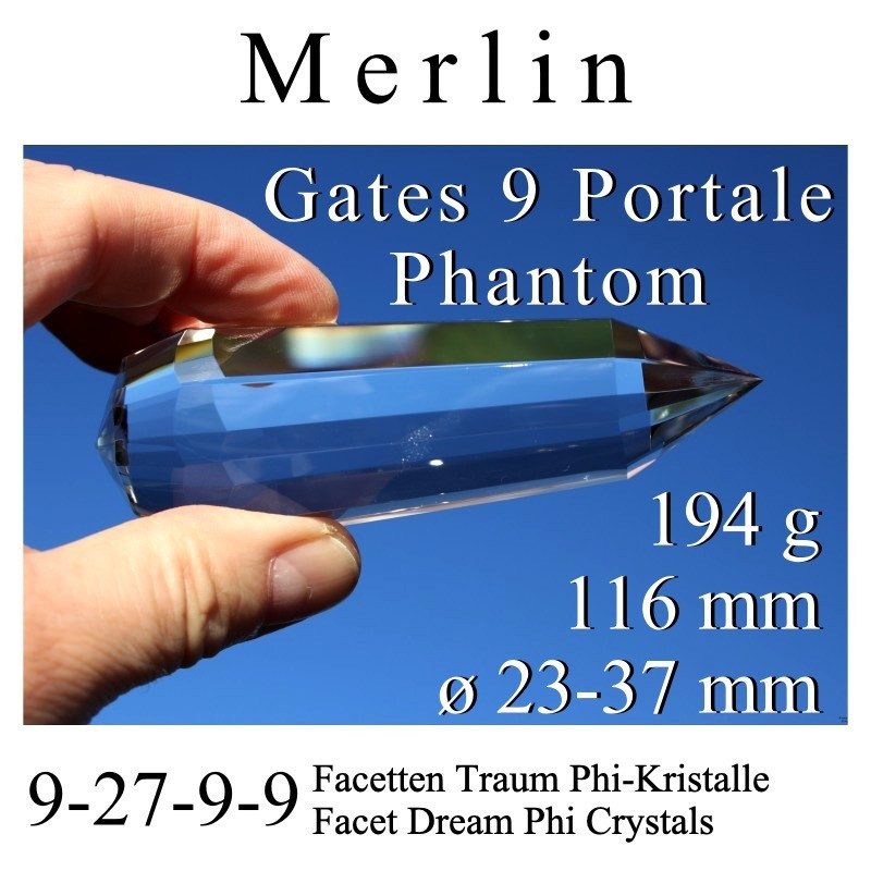 Merlin 9 Gate Dream Phi Crystal with 9-27-9-9 Facets
