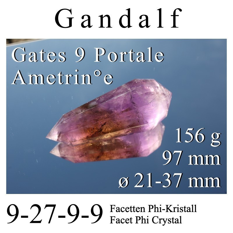 Ametrine Gandalf 9 Gate Dream Phi Crystal with 9-27-9-9 Facets 156
