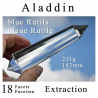 Aladdin 18 Facetten Phi-Kristall mit blauen Rutilen