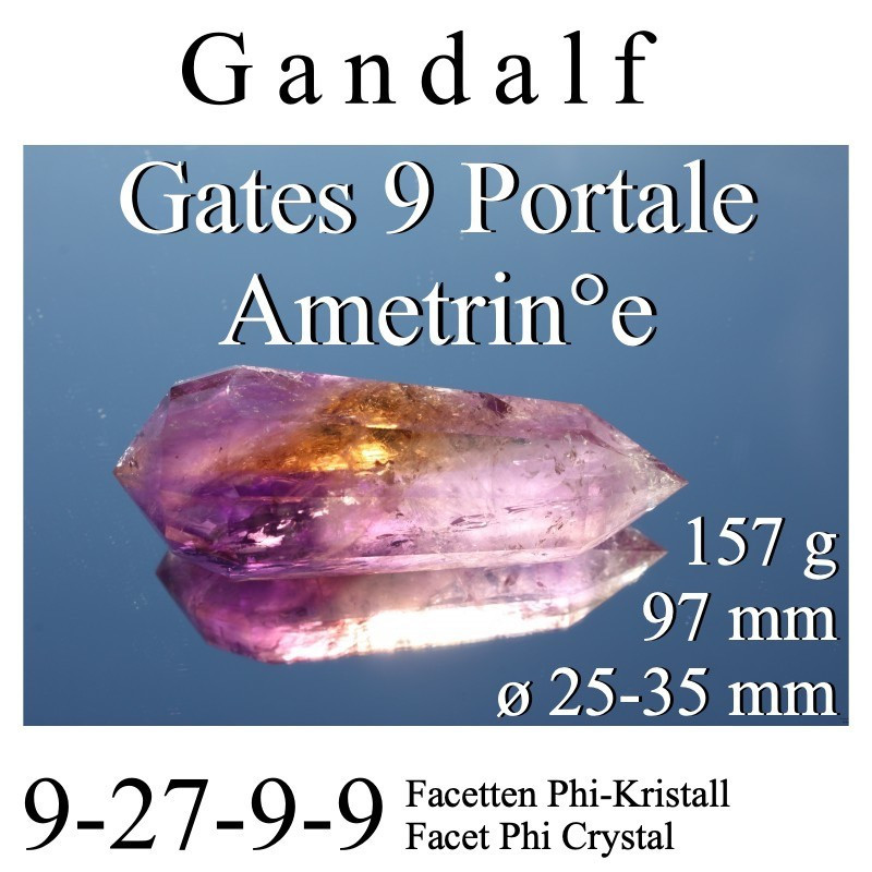 Ametrine Gandalf 9 Gate Dream Phi Crystal with 9-27-9-9 Facets 157