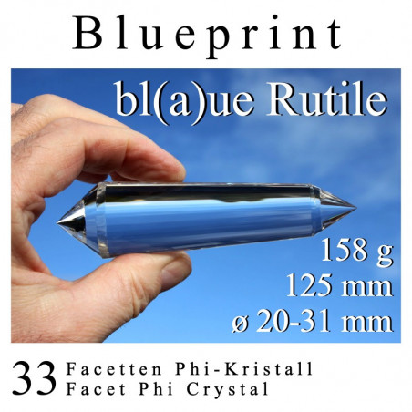 Blueprint 33 Facetten Phi-Kristall mit blauen Rutilen