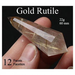 Golden Rutile 12 Facet Phi Crystal