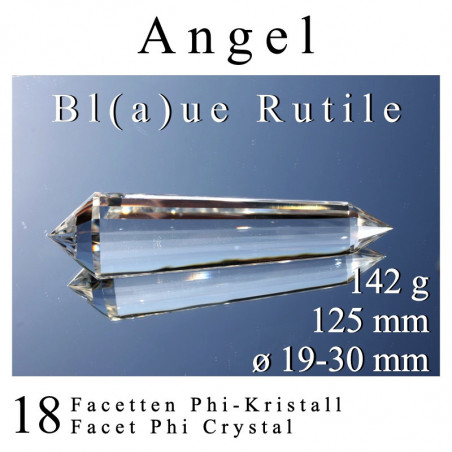 Angel 18 Facet Phi Crystal with blue rutile
