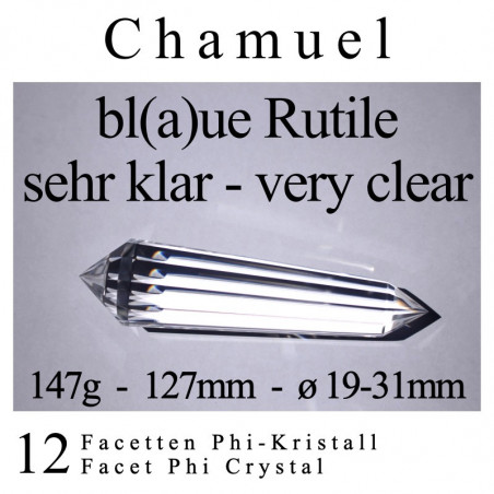 Chamuel 12 Facetten Phi-Kristall mit blauen Rutilen