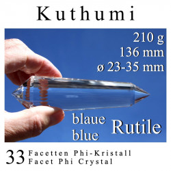 Kuthumi 33 Facetten Phi-Kristall mit blauen Rutilen
