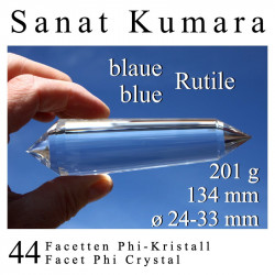 Sanat Kumara 44 Facetten Phi-Kristall mit blauen Rutilen
