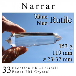 Narrar 33 Facet Phi Crystal with blue rutile