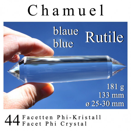 Chamuel 44 Facet Phi Crystal with blue rutile