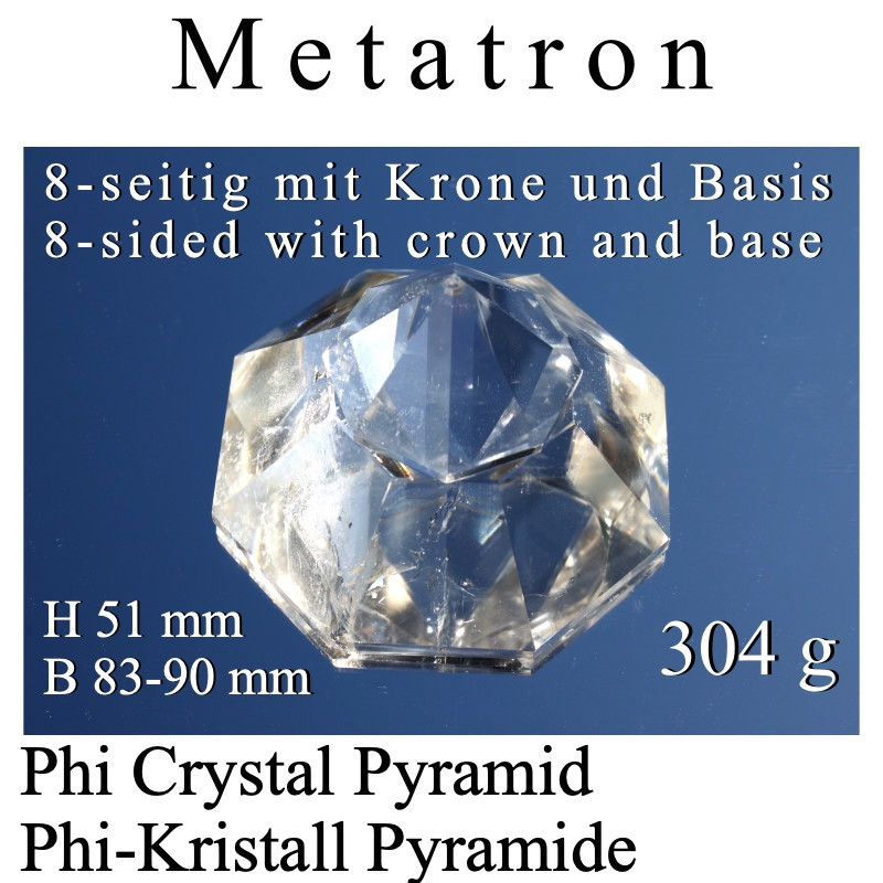 Metatron pyramid 8-sided with crown and base 304g