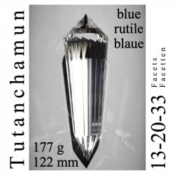 Tutanchamun 13-20-33 Facetten blaue Rutile 177g
