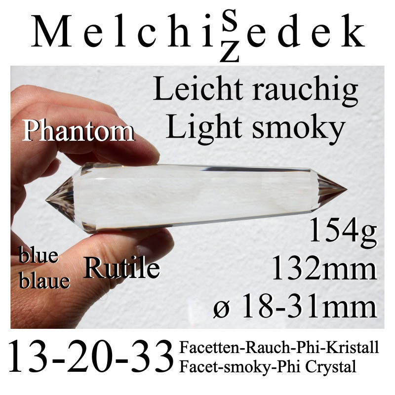 Light Smoky Melchizedek 13-20-33 Facet Phi Crystal 154g