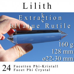 Lilith 24 Facetten Phi-Kristall blaue Rutile (Engelsfedern)