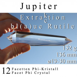 Jupiter Extraktion 12 Facetten Phi-Kristall blaue Rutile (Engels-Federn)