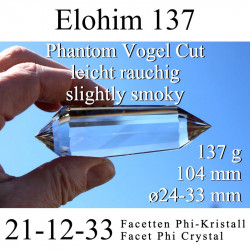 Elohim 12 Portale Phi-Kristall leicht rauchig 137g Vogel Cut