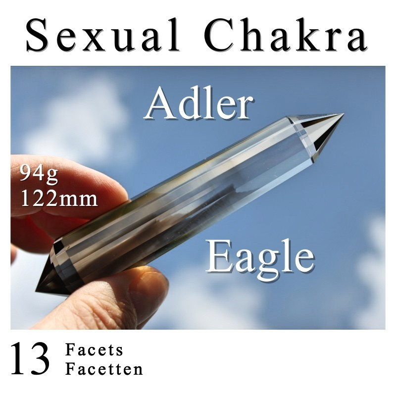Adler Sexual-Chakra Heilungs-Stab Rauch Quarz 13 Facetten