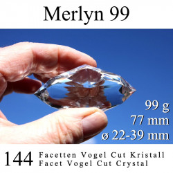 Vogel Cut Merlyn 144 Facetten Phi-Kristall 99g