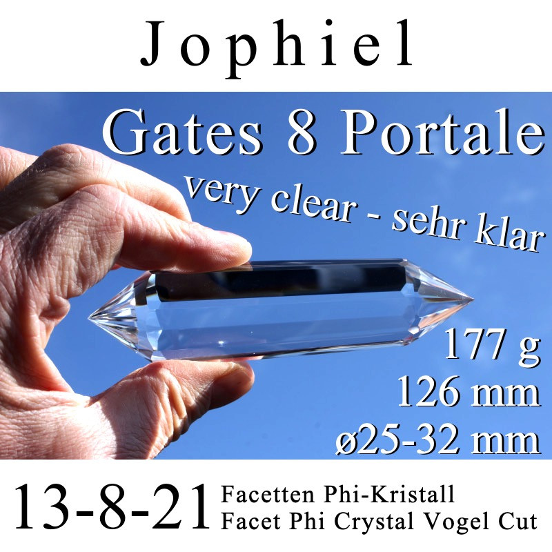 Jophiel - sehr klarer 8 Portale Phi-Kristall Vogel Cut