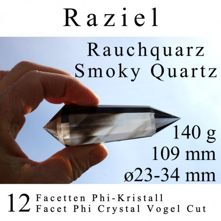 Raziel 12 Facet Smoky Quartz Phi Crystal Vogel Cut